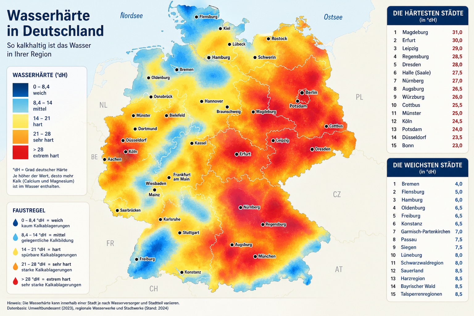 Wasserhärte-Karte Deutschland